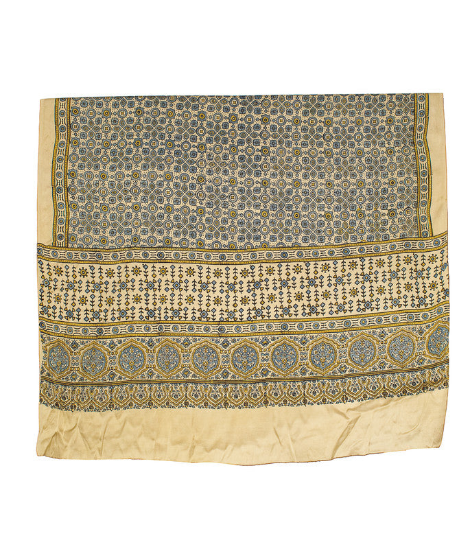 Ajrakh Modal Silk Natural Dye Hand Block Print Dupatta  - 2.5 Mtr Length    -  SKU : ID02701U