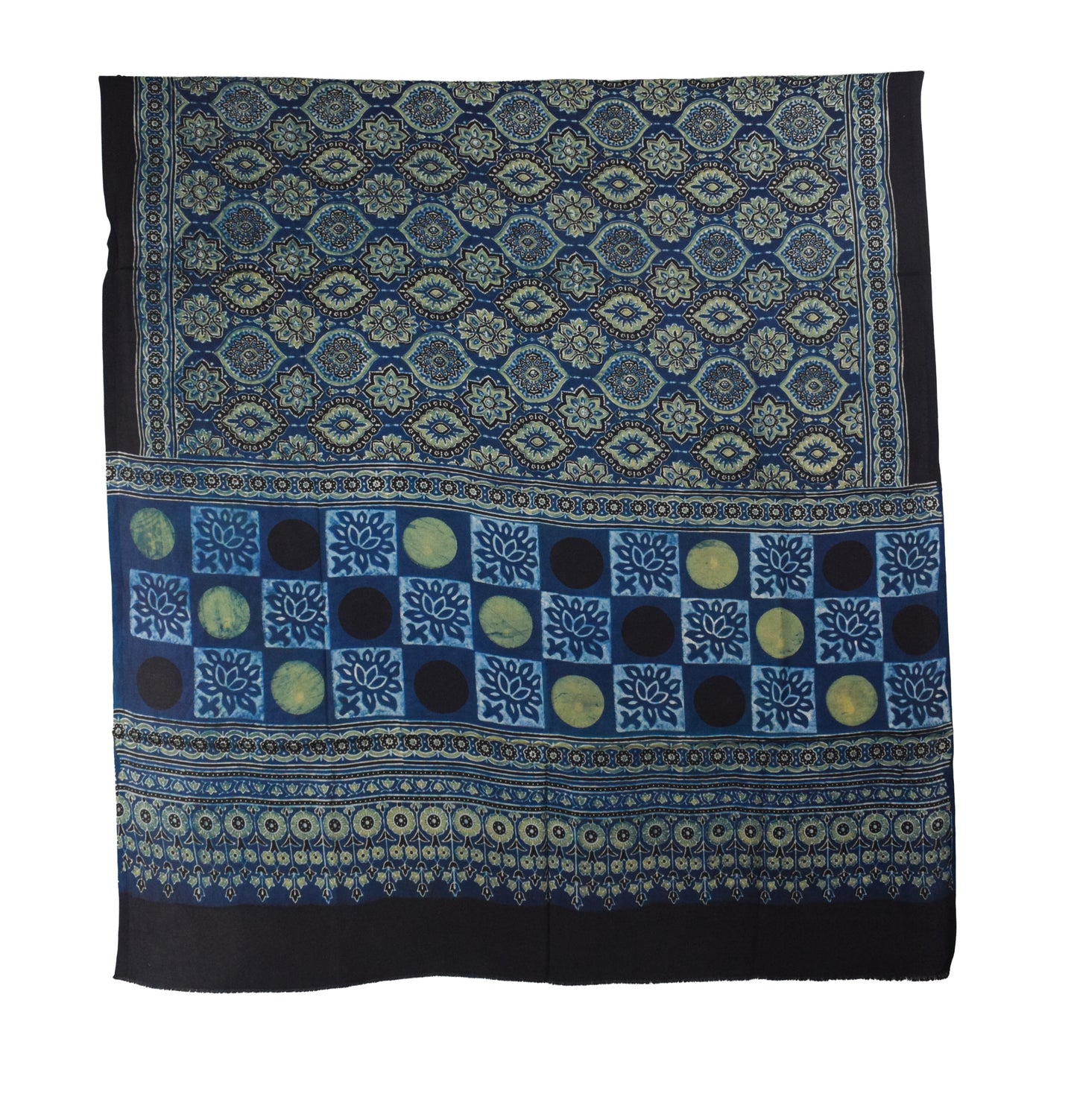 Ajrakh Modal Silk Natural Dye Hand Block Print Dupatta  - 2.5 Mtr Length    -  SKU : AI27802A