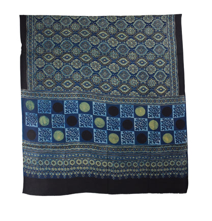 Ajrakh Modal Silk Natural Dye Hand Block Print Dupatta  - 2.5 Mtr Length    -  SKU : AI27802A