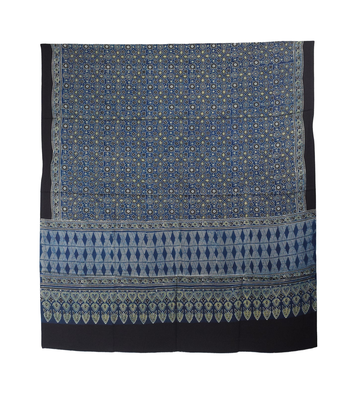 Ajrakh Modal Silk Natural Dye Hand Block Print Dupatta  - 2.5 Mtr Length    -  SKU : AI27802R