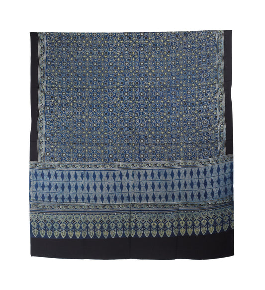 Ajrakh Modal Silk Natural Dye Hand Block Print Dupatta  - 2.5 Mtr Length    -  SKU : AI27802R