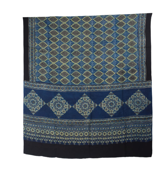 Ajrakh Modal Silk Natural Dye Hand Block Print Dupatta  - 2.5 Mtr Length    -  SKU : AI27802X