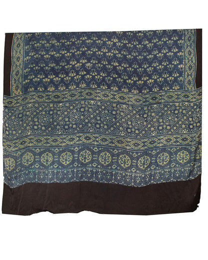 Ajrakh Modal Silk Natural Dye Hand Block Print Dupatta  - 2.5 Mtr Length    -  SKU : ID0270AA