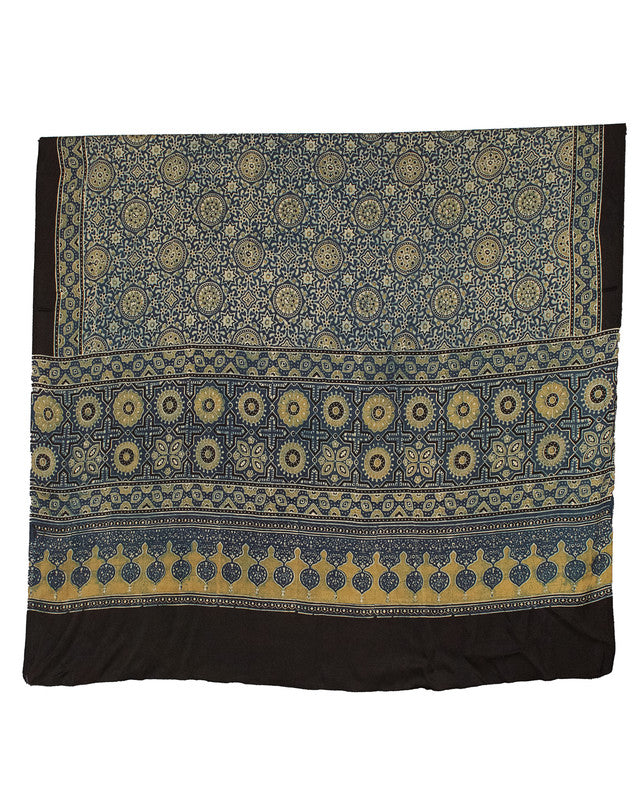 Ajrakh Modal Silk Natural Dye Hand Block Print Dupatta  - 2.5 Mtr Length    -  SKU : ID02701Q