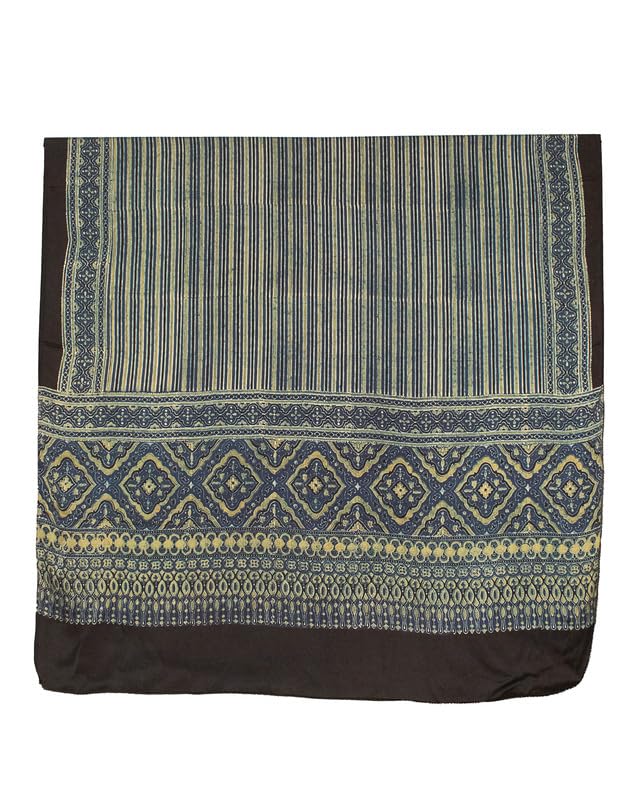 Ajrakh Modal Silk Natural Dye Hand Block Print Dupatta  - 2.5 Mtr Length   -  SKU : ID0270AF