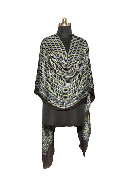 Ajrakh Modal Silk Natural Dye Hand Block Print Dupatta  - 2.5 Mtr Length   -  SKU : ID0270AF