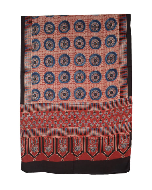 Ajrakh Modal Silk Natural Dye Hand Block Print Dupatta   - 2.5 Mtr Length    -  SKU : ID21201O