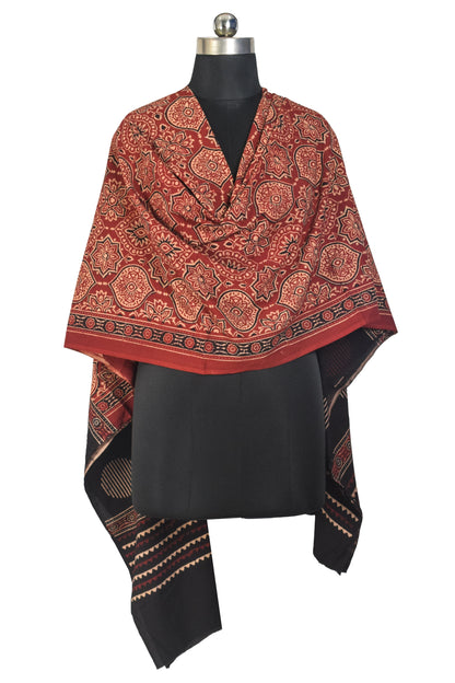 Ajrakh cotton Natural Dye Hand Block Print Dupatta  - 2.5 Mtr Length    -  SKU : IA06503K