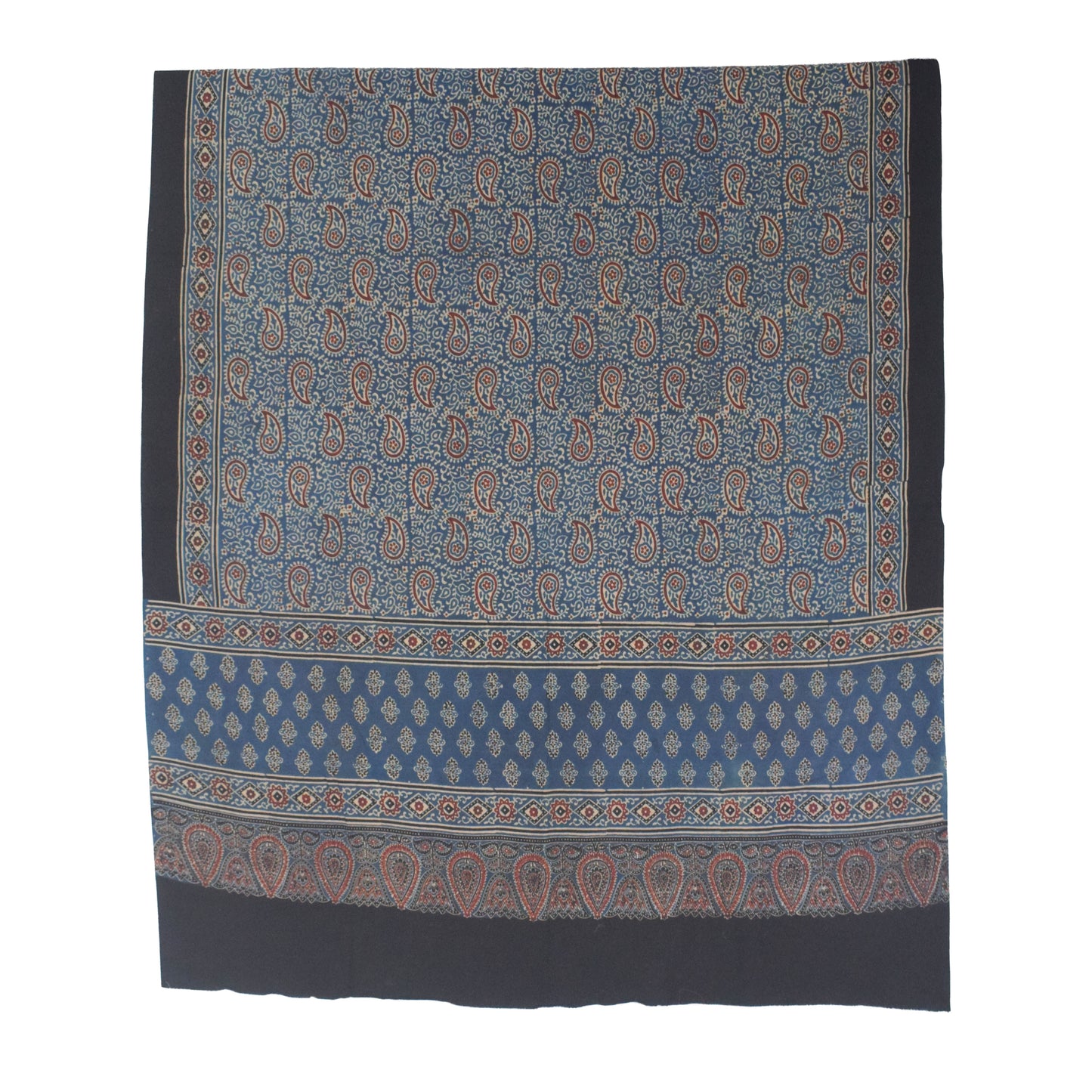 Ajrakh cotton Natural Dye Hand Block Print Dupatta  - 2.5 Mtr Length    -  SKU : AI06A03G