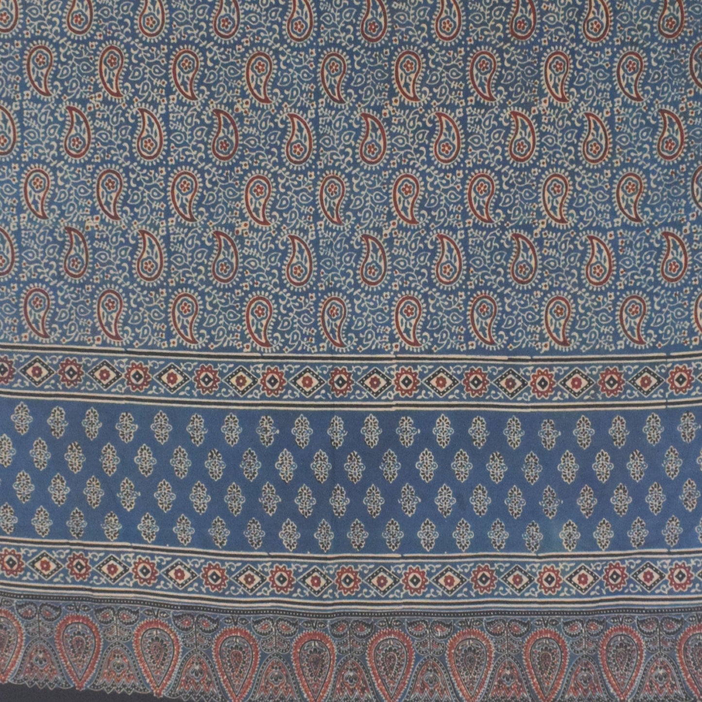 Ajrakh cotton Natural Dye Hand Block Print Dupatta  - 2.5 Mtr Length    -  SKU : AI06A03G