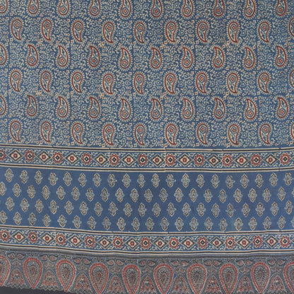 Ajrakh cotton Natural Dye Hand Block Print Dupatta  - 2.5 Mtr Length    -  SKU : AI06A03G