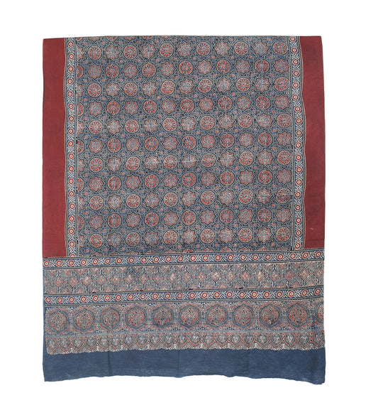 Ajrakh cotton Natural Dye Hand Block Print Dupatta  - 2.5 Mtr Length    -  SKU : MS30101A