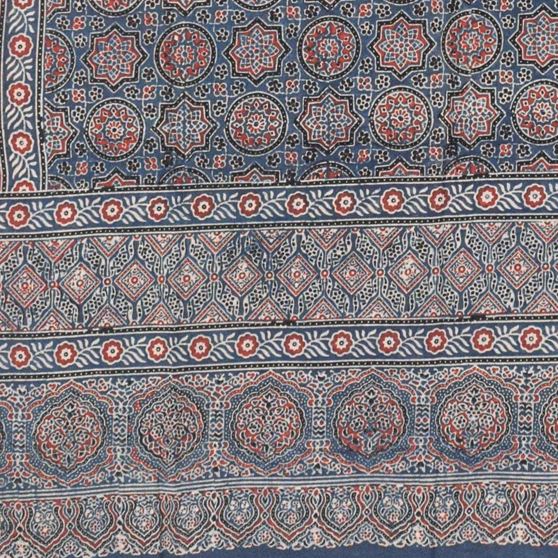 Ajrakh cotton Natural Dye Hand Block Print Dupatta  - 2.5 Mtr Length    -  SKU : MS30101A