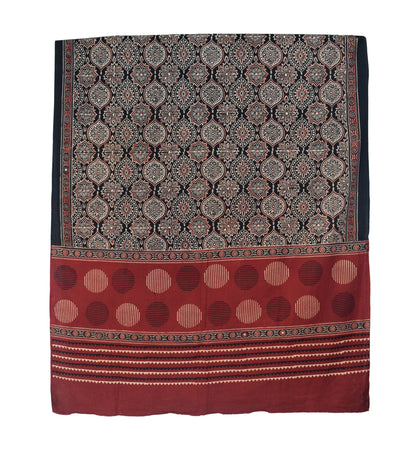 Ajrakh cotton Natural Dye Hand Block Print Dupatta  - 2.5 Mtr Length    -  SKU : IA06503L
