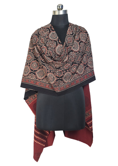 Ajrakh cotton Natural Dye Hand Block Print Dupatta  - 2.5 Mtr Length    -  SKU : IA06503L