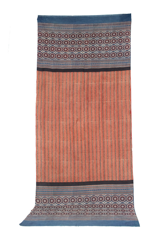 Ajrakh Mul Cotton Natural Dye Three Colour Print Hand Block Print Dupatta     -  SKU : EK16102E