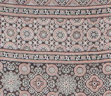 Ajrakh Modal Silk Natural Dye Screen Print Hand Printed Dupatta  With Tassels  - 2.2 Mtr Length    -  SKU : ZD28101A
