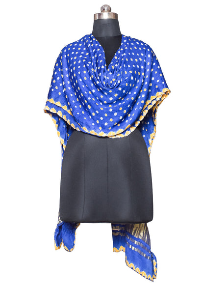 Bandhej ( Tie-Dye) Modal Silk Dupatta   with Golden Border  - 2.5 Mtr Length    -  SKU : FJ09A01A