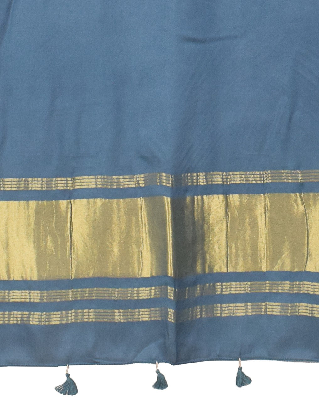 Plain Dyeing Modal Silk Dupatta with Golden Border - with Tassels - 2.5 Mtr Length    -  SKU : 0077-BSGL