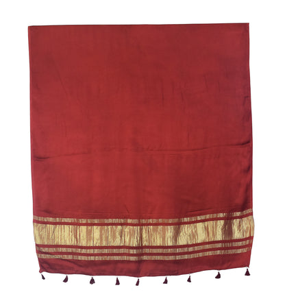 Plain Dyeing Modal Silk Dupatta with Golden Border - with Tassels - 2.5 Mtr Length    -  SKU : 0077-MRGL
