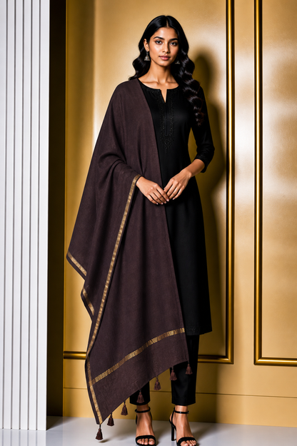 Plain Dyeing Chanderi Silk Plain Hand Dyed Dupatta 36 Inch Width - with Tassels - 2.4 Mtr Length    -  SKU : ID18304K