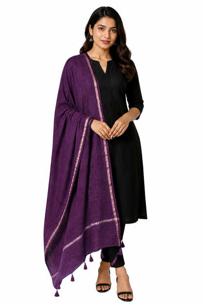 Plain Dyeing Chanderi Silk Plain Hand Dyed Dupatta 36 Inch Width - with Tassels - 2.4 Mtr Length    -  SKU : ID18304G
