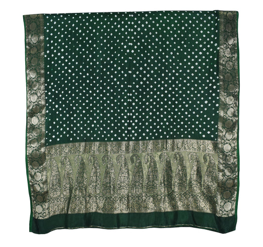 Bandhej [ Tie-Dye] Dola Silk Dupatta With Full nakshi Border & Pallu - 2.5 Mtr Length    -  SKU : KK01501H