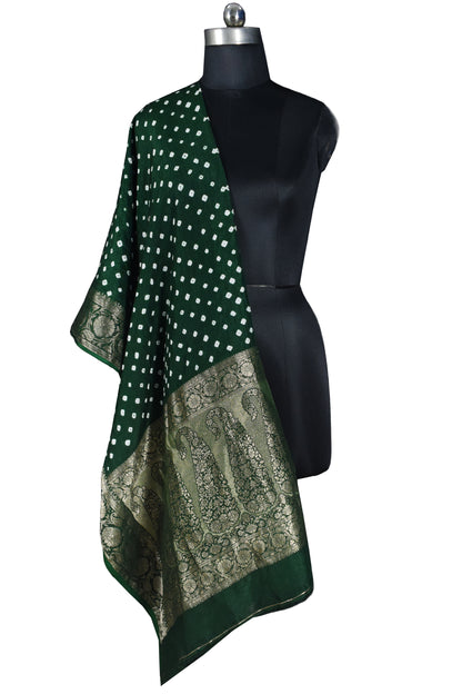 Bandhej [ Tie-Dye] Dola Silk Dupatta With Full nakshi Border & Pallu - 2.5 Mtr Length    -  SKU : KK01501H