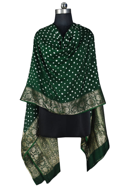 Bandhej [ Tie-Dye] Dola Silk Dupatta With Full nakshi Border & Pallu - 2.5 Mtr Length    -  SKU : KK01501H