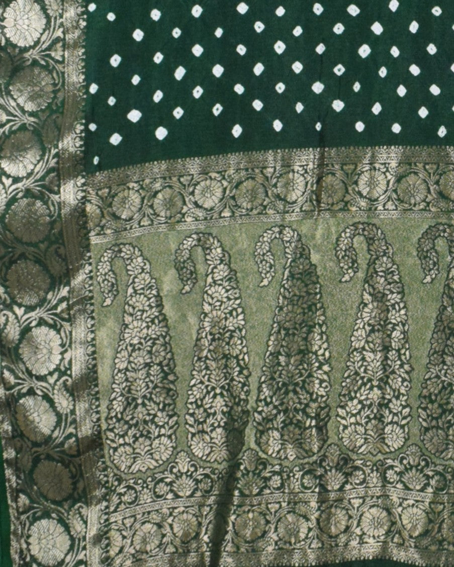 Bandhej [ Tie-Dye] Dola Silk Dupatta With Full nakshi Border & Pallu - 2.5 Mtr Length    -  SKU : KK01501H