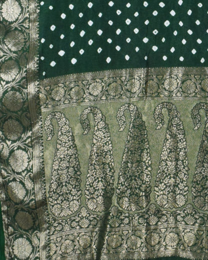 Bandhej [ Tie-Dye] Dola Silk Dupatta With Full nakshi Border & Pallu - 2.5 Mtr Length    -  SKU : KK01501H