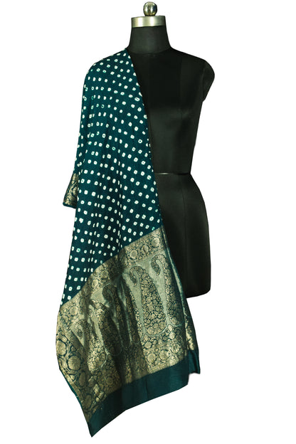 Bandhej [ Tie-Dye] Dola Silk Dupatta With Full nakshi Border & Pallu - 2.5 Mtr Length    -  SKU : KK01501I