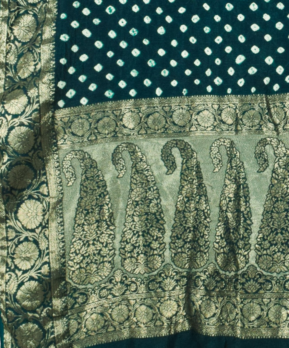 Bandhej [ Tie-Dye] Dola Silk Dupatta With Full nakshi Border & Pallu - 2.5 Mtr Length    -  SKU : KK01501I