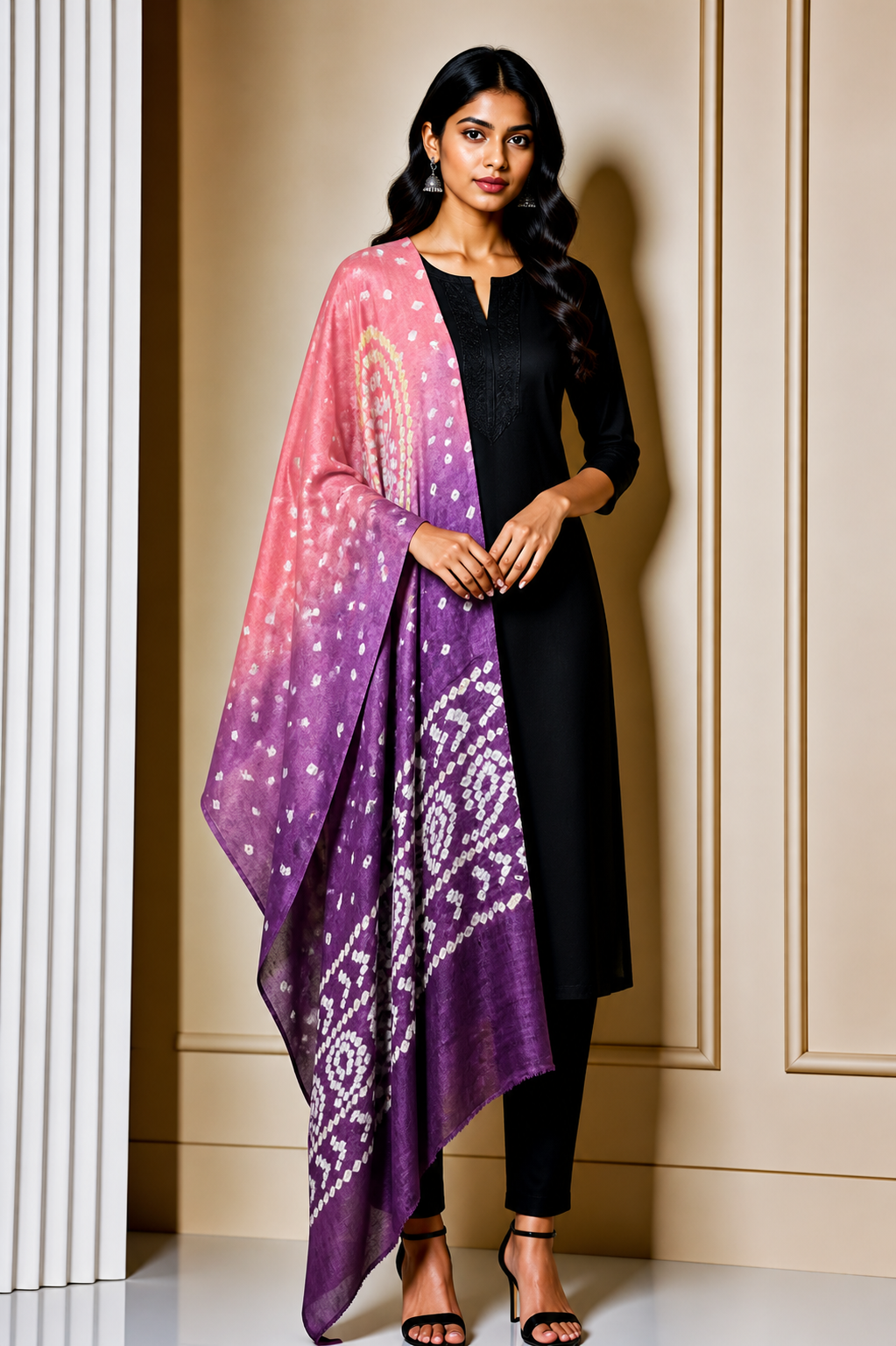 Bandhej [ Tie-Dye] Modal Silk Multi (Bandhej - Tie Dye) Dupatta  - 2.2 Mtr Length    -  SKU : KK04501C
