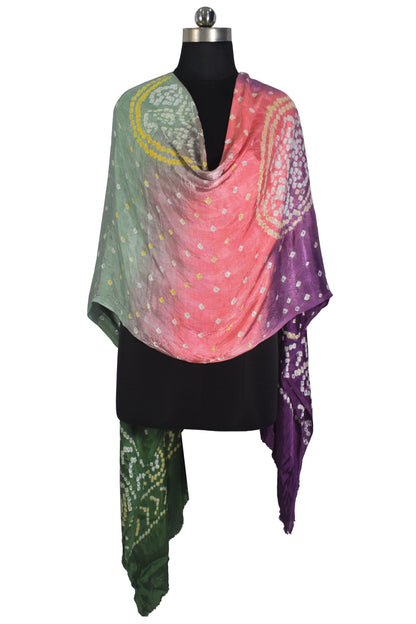 Bandhej [ Tie-Dye] Modal Silk Multi (Bandhej - Tie Dye) Dupatta  - 2.2 Mtr Length    -  SKU : KK04501C