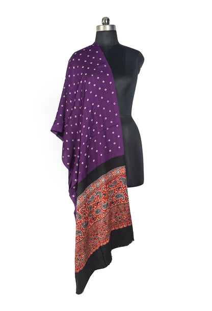 Bandhej [ Tie-Dye] Modal Silk Part Natural Dye Ajrakh Pallu Hand Block Print Dupatta  - 2.5 Mtr Length   -  SKU : MS15602B
