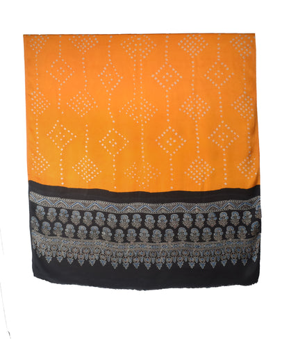 Bandhej [ Tie-Dye] Modal Silk Part Natural Dye Ajrakh Pallu Hand Block Print Dupatta  - 2.5 Mtr Length    -  SKU : MS24A02A