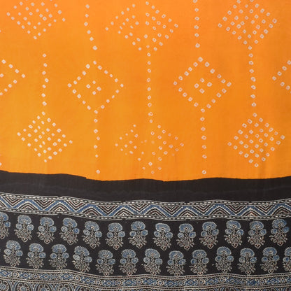 Bandhej [ Tie-Dye] Modal Silk Part Natural Dye Ajrakh Pallu Hand Block Print Dupatta  - 2.5 Mtr Length    -  SKU : MS24A02A