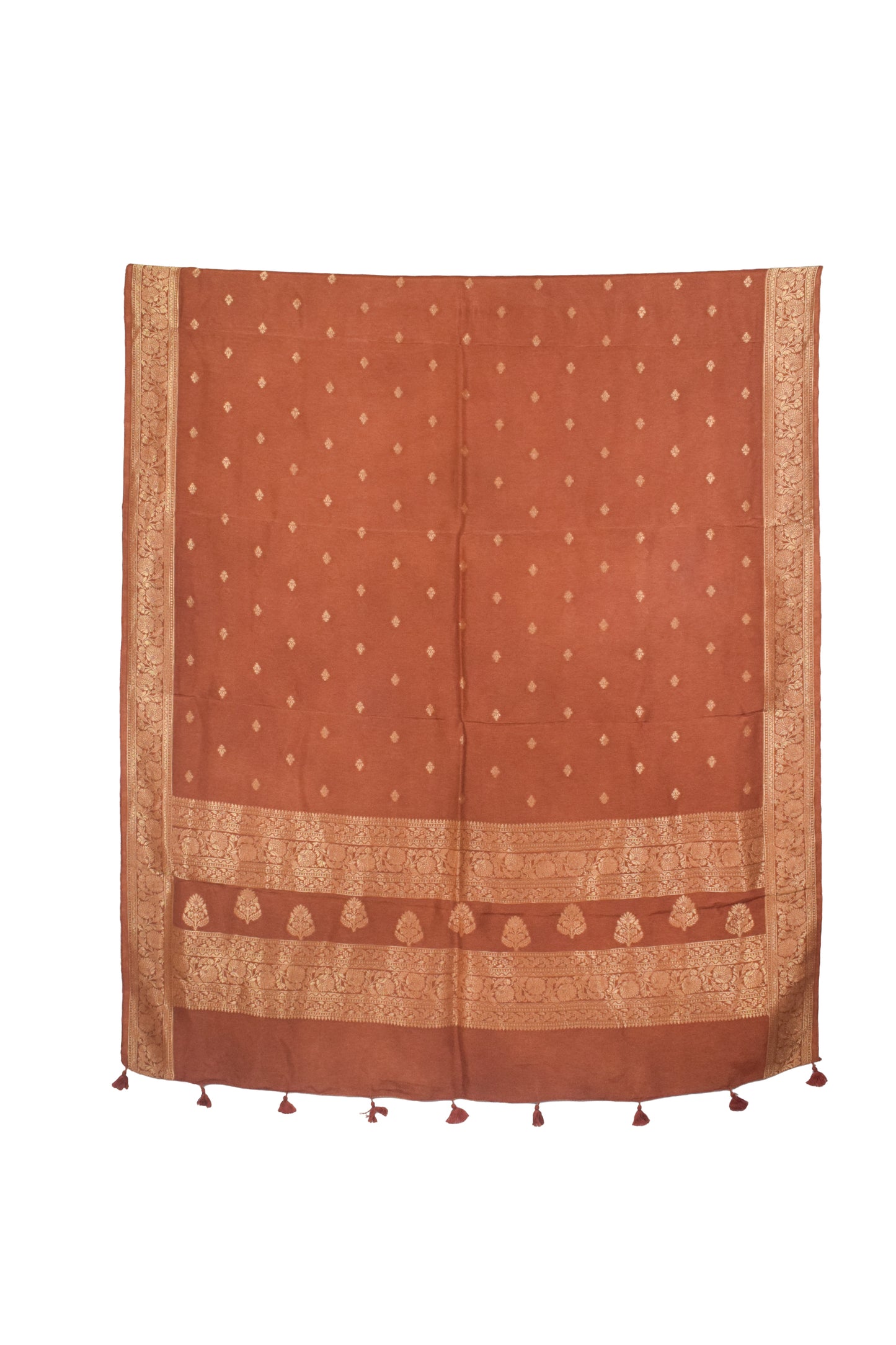 Plain Dyeing Dola Silk Butta Designs Dupatta with Nakshi Border - 2.35 Mtr Length    -  SKU : AI18C01D