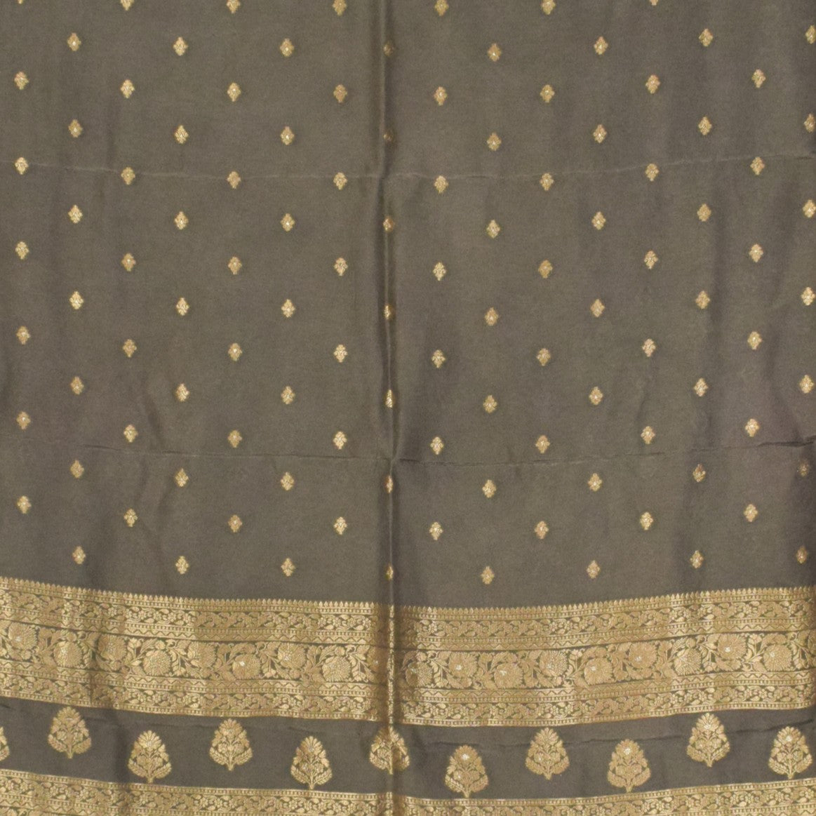 Plain Dyeing Dola Silk Butta Designs Dupatta with Nakshi Border - 2.35 Mtr Length    -  SKU : AI18C01C
