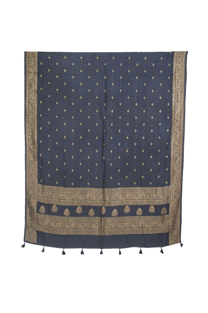 Plain Dyeing Dola Silk Butta Designs Dupatta with Nakshi Border - 2.35 Mtr Length    -  SKU : AI18C01I