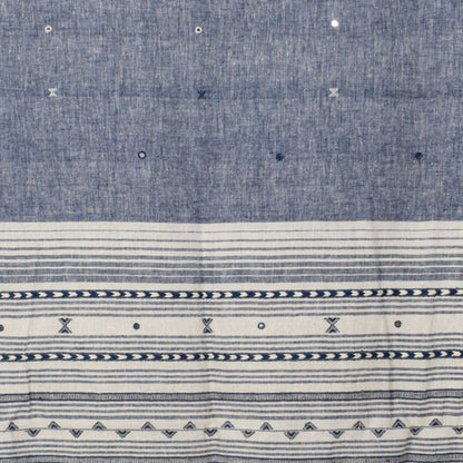 Weaving Design Kala Cotton Hand Embroidered Mirror Work Dupatta with Tassels - 2.35 Mtr Length    -  SKU : DV16201A