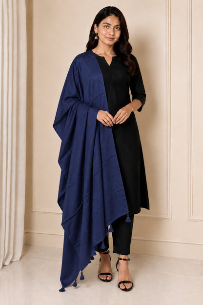 Plain Dyeing Modal Silk Dupatta with Tassels - 2.5 Mtr Length   -  SKU : 0106-DBDB