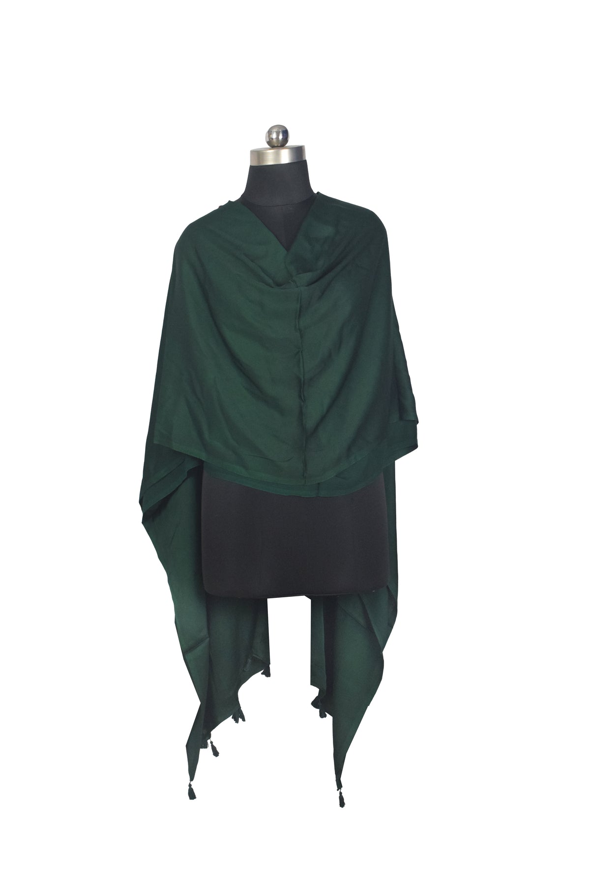 Plain Dyeing Modal Silk Dupatta with Tassels - 2.5 Mtr Length   -  SKU : 0106-GRGR
