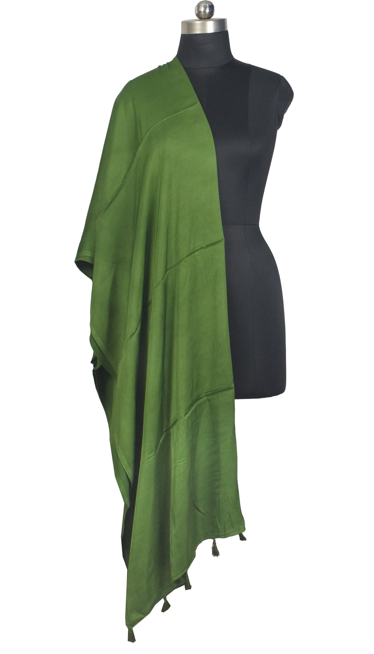 Plain Dyeing Modal Silk Dupatta with Tassels - 2.5 Mtr Length   -  SKU : 0106-LGLG