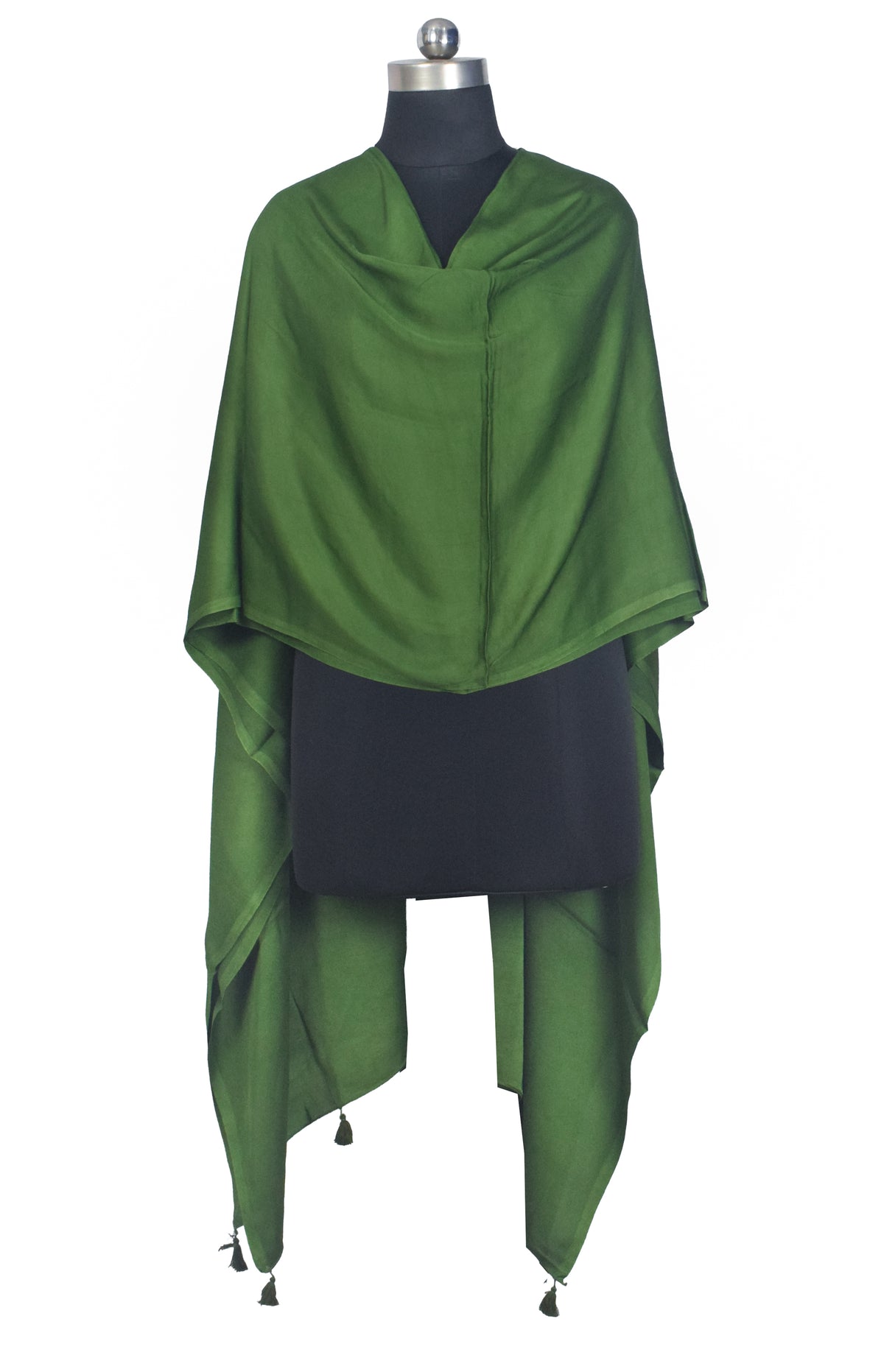 Plain Dyeing Modal Silk Dupatta with Tassels - 2.5 Mtr Length   -  SKU : 0106-LGLG