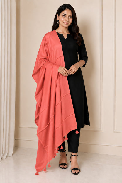 Plain Dyeing Modal Silk Dupatta with Tassels - 2.5 Mtr Length   -  SKU : 0106-PHPH