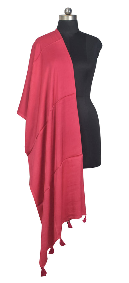 Plain Dyeing Modal Silk Dupatta with Tassels - 2.5 Mtr Length   -  SKU : 0106-PKPK