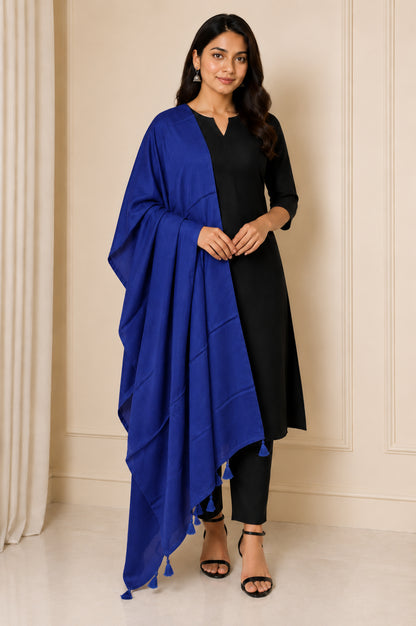 Plain Dyeing Modal Silk Dupatta with Tassels - 2.5 Mtr Length   -  SKU : 0106-RYRY
