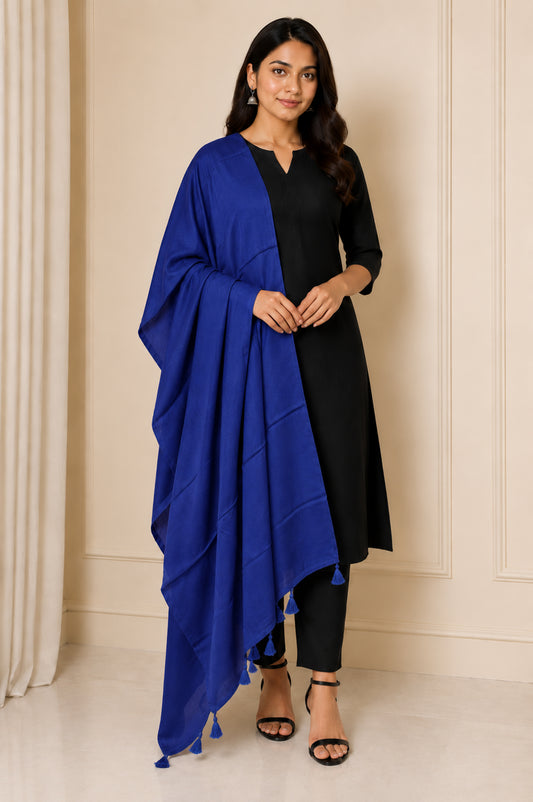 Plain Dyeing Modal Silk Dupatta with Tassels - 2.5 Mtr Length   -  SKU : 0106-RYRY
